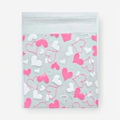 Пакетик прозрачный для сладостей "Сердечки" 10х10 см 10 шт Пак-26 (00-00000899)