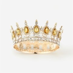 Топпер декоративный "Корона с камнями" Золото/Желтый 12 см 