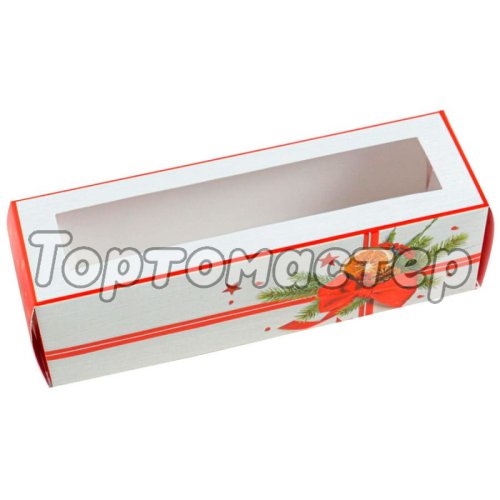 Коробка для макарон с окном "Новый Год!" 18х5,5х5,5 см 5118098