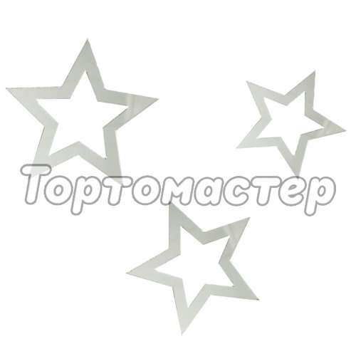 Топпер декоративный акриловый Звёздочки Серебряные 5 см 3 шт 
