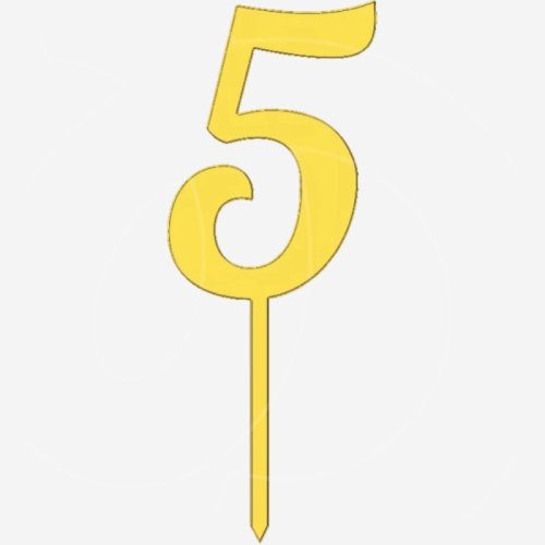 Топпер декоративный акриловый "Цифра 5 на палочке" Золото 5 см ТСК45.5