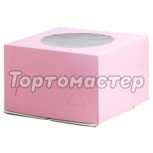 Коробка для торта с окном Розовая 30х30х19 см 4564039