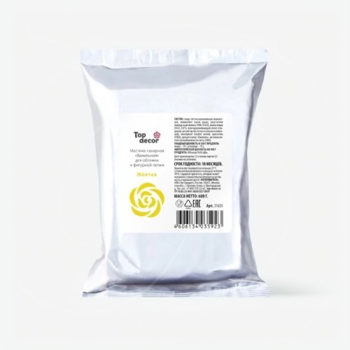 Мастика кондитерская ванильная Top Decor "Жёлтая" 600 г 24169 жёлтая  tp35923