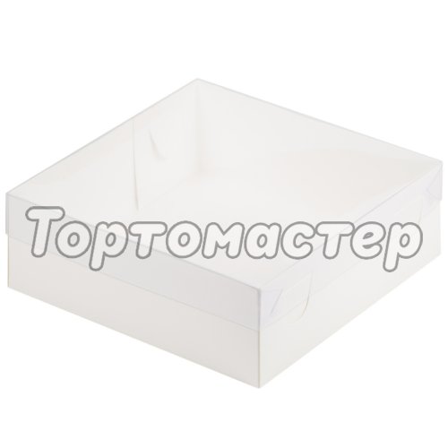 Коробка для печенья/конфет с пластиковой крышкой Белая 20х20х7см 070260 ф