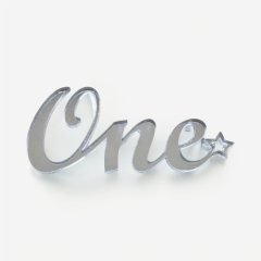 Топпер декоративный акриловый "One" Серебро 9х4 см 