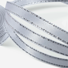 Лента для декора и упаковки Атласная Белая с серебром 6 мм 5091270