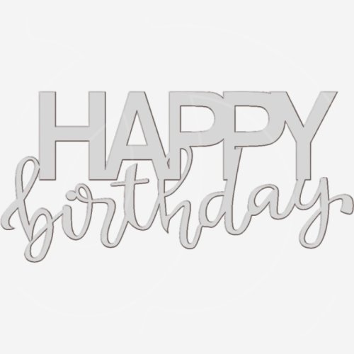 Топпер декоративный акриловый "Happy birthday" Серебро 9х5 см ТСК415