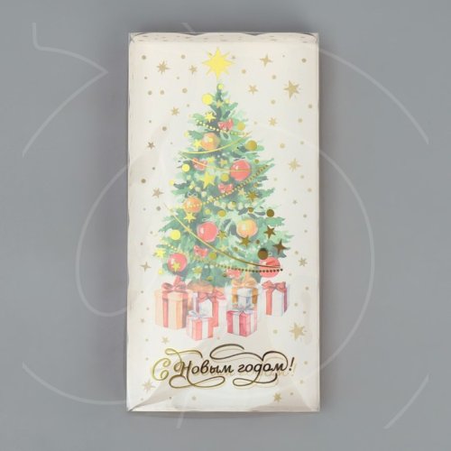 Коробка для сладостей с прозрачной крышкой "С Новым годом!" Красная 10,5х21х3 см 9675357