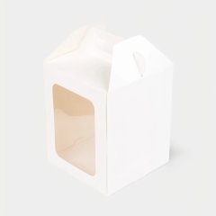 Коробка для торта/кулича с окном белая 16х16х20 см 723022