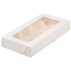 Коробка для дегустационных наборов тортов/пирожных белая 25х13х4 см 070810