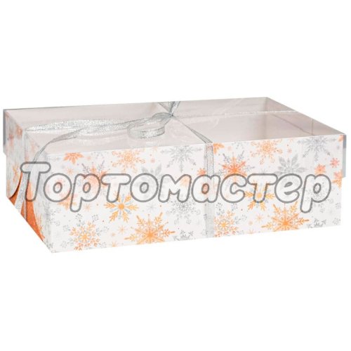 Коробка на 6 капкейков с пластиковой крышкой "Снежинки" 23х16х7,5 см 5080532